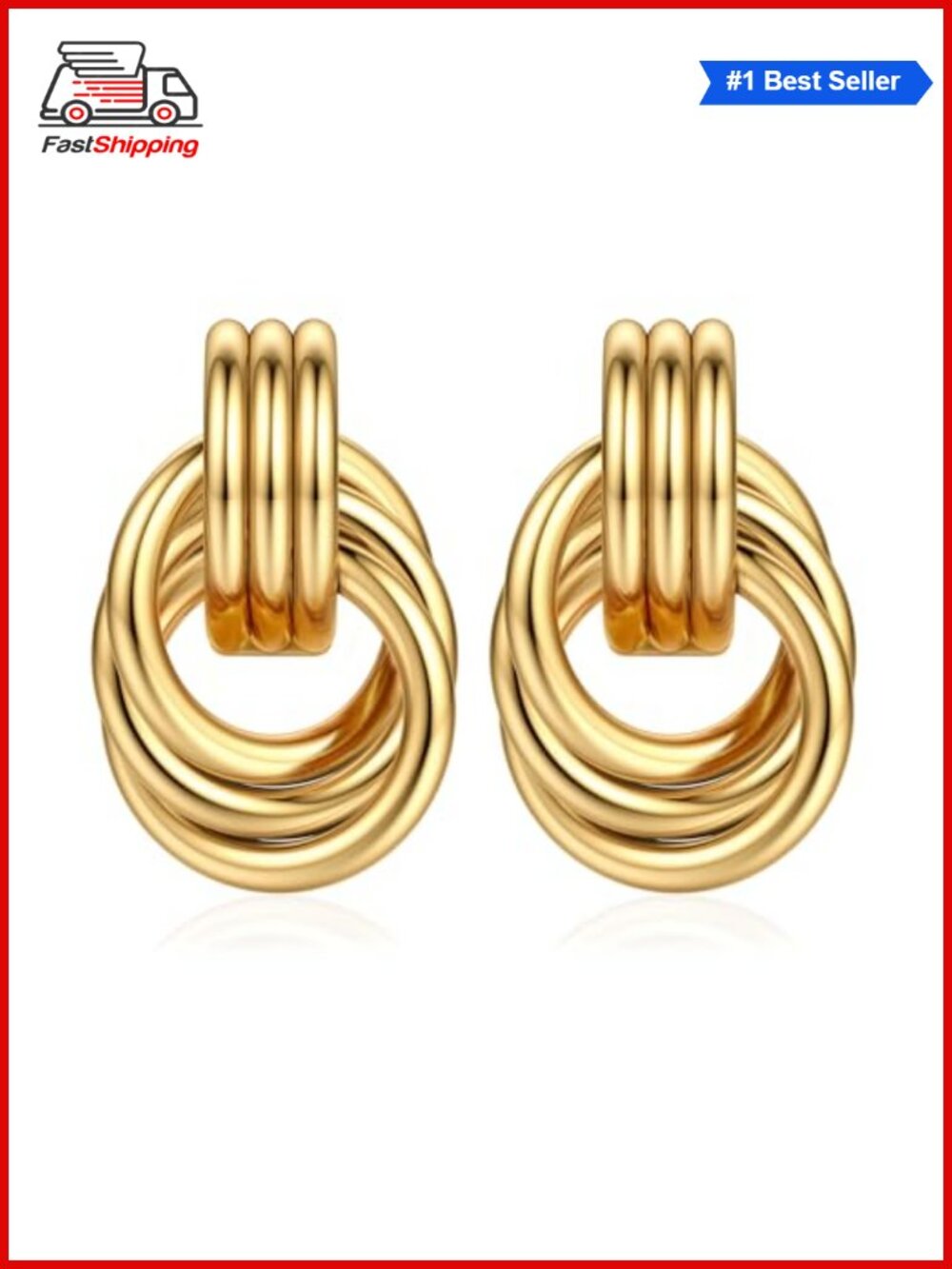 ✨ORAZIO 14K Gold Plated Knot Earrings 925 Sterling Silver Drop Dangle